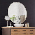Howard Elliott 34" Simone Round Silver Stainless Steel Framed Mirror