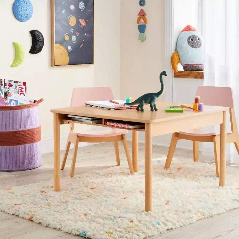 Table d'activités pour enfants en bois naturel
