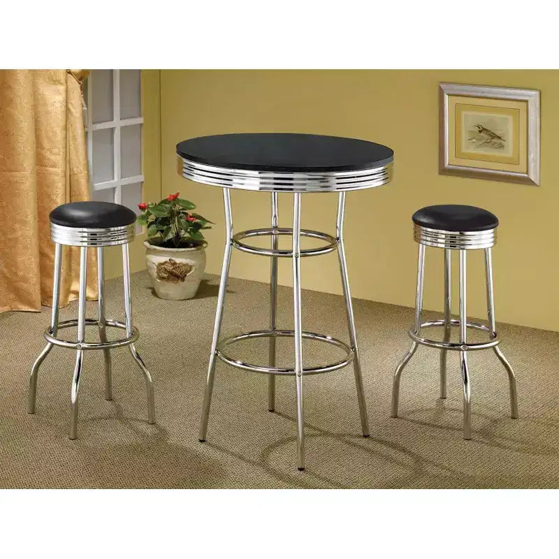 Lot de 2 tabourets de bar ronds avec repose-pieds