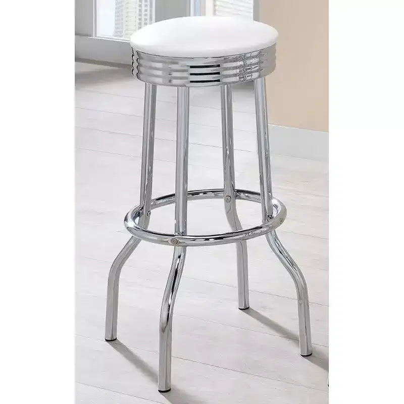 Lot de 2 tabourets de bar ronds avec repose-pieds