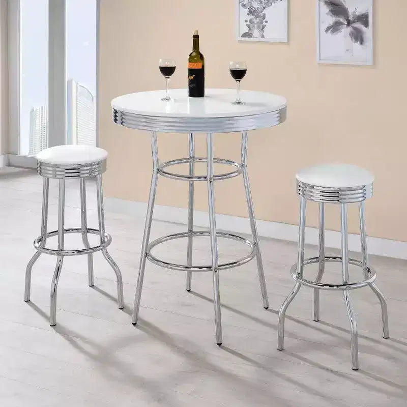 Lot de 2 tabourets de bar ronds avec repose-pieds