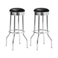 Simple Relax Set of 2 Round Barstools with Footrest
