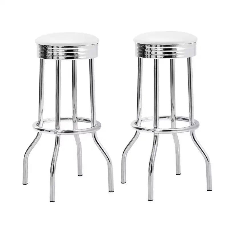 Lot de 2 tabourets de bar ronds avec repose-pieds