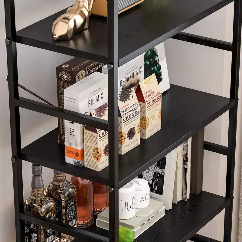 Étagère industrielle à 5 niveaux, bibliothèque ouverte de 134 cm de haut sur pied pour un rangement généreux - Design robuste et rustique