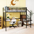 Comprehensive Full Size Loft Bed: Metal, Desk, Grid, Wardrobe, Storage Ladder