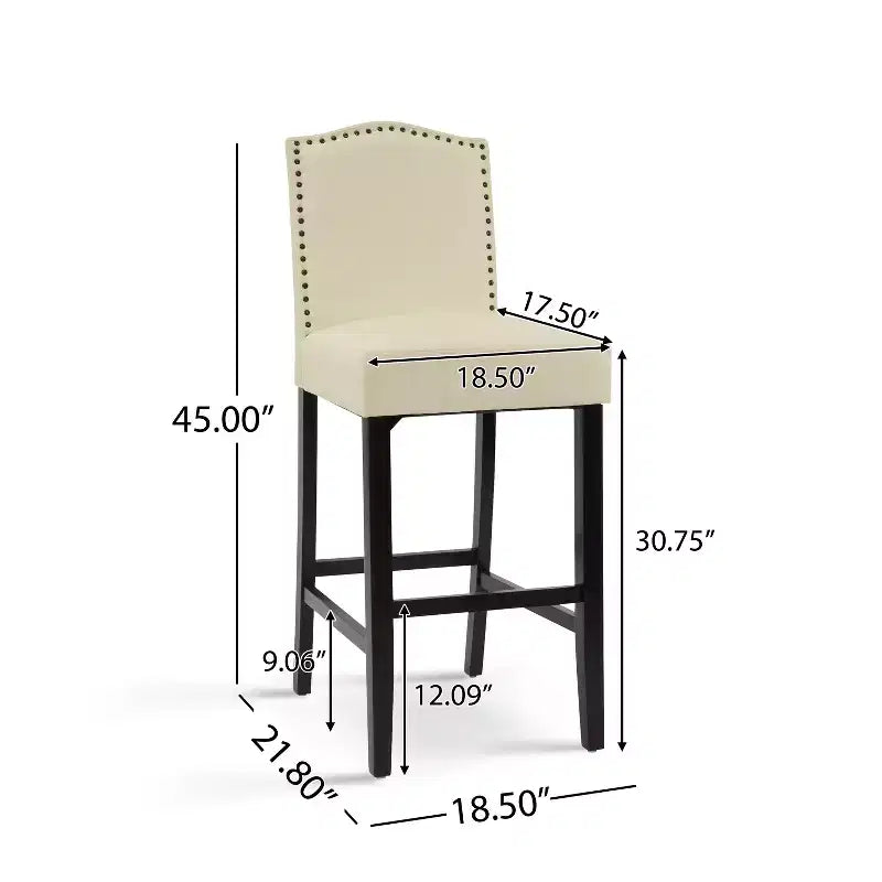 30 Tabourets de bar contemporains en hévéa rembourrés (Lot de 2)