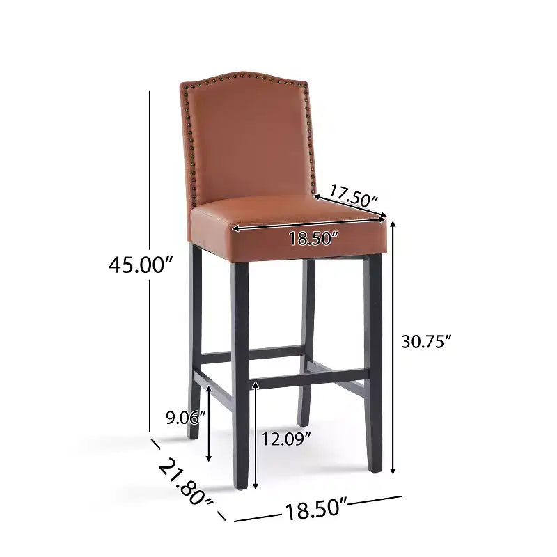 30 Tabourets de bar contemporains en hévéa rembourrés (Lot de 2)