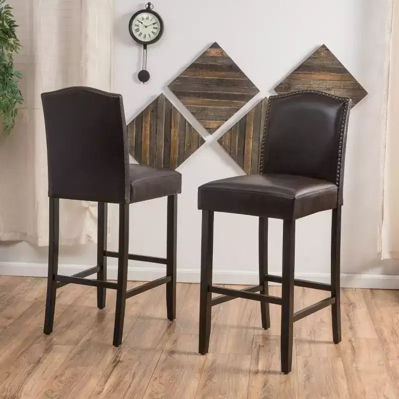 30 Tabourets de bar contemporains en hévéa rembourrés (Lot de 2)