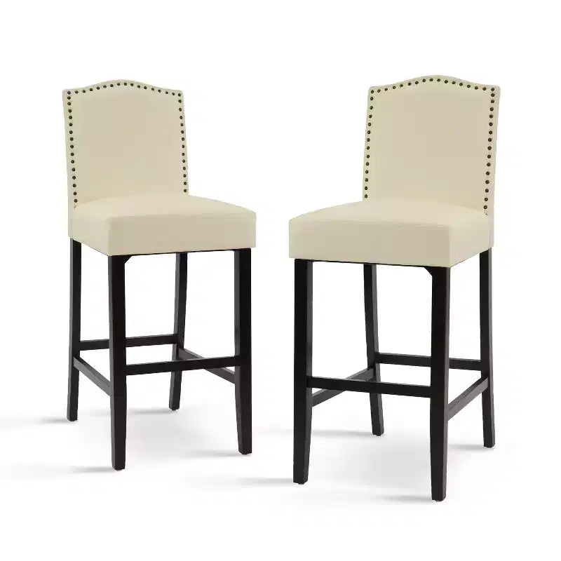 30 Tabourets de bar contemporains en hévéa rembourrés (Lot de 2)
