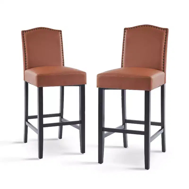 30 Tabourets de bar contemporains en hévéa rembourrés (Lot de 2)