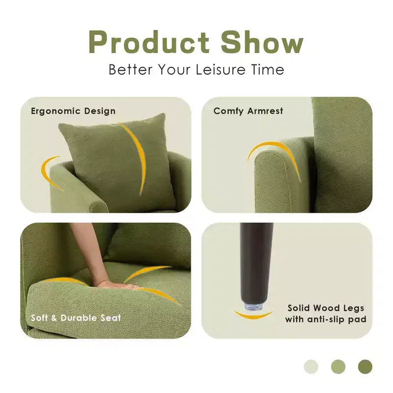 Fauteuil d'appoint rembourré moderne pour chambre, chaise longue confortable pour salon, appartement