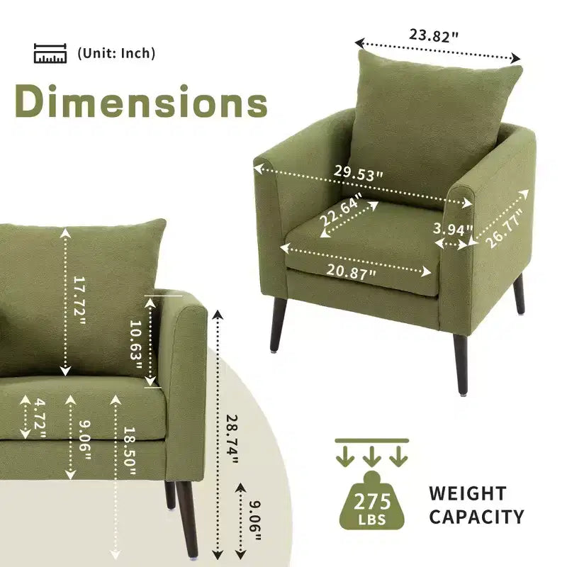 Fauteuil d'appoint rembourré moderne pour chambre, chaise longue confortable pour salon, appartement