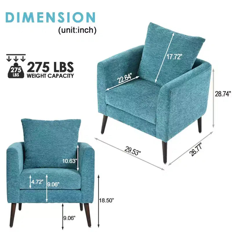 Fauteuil d'appoint rembourré moderne pour chambre, chaise longue confortable pour salon, appartement