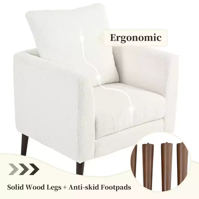 Fauteuil d'appoint rembourré moderne pour chambre, chaise longue confortable pour salon, appartement