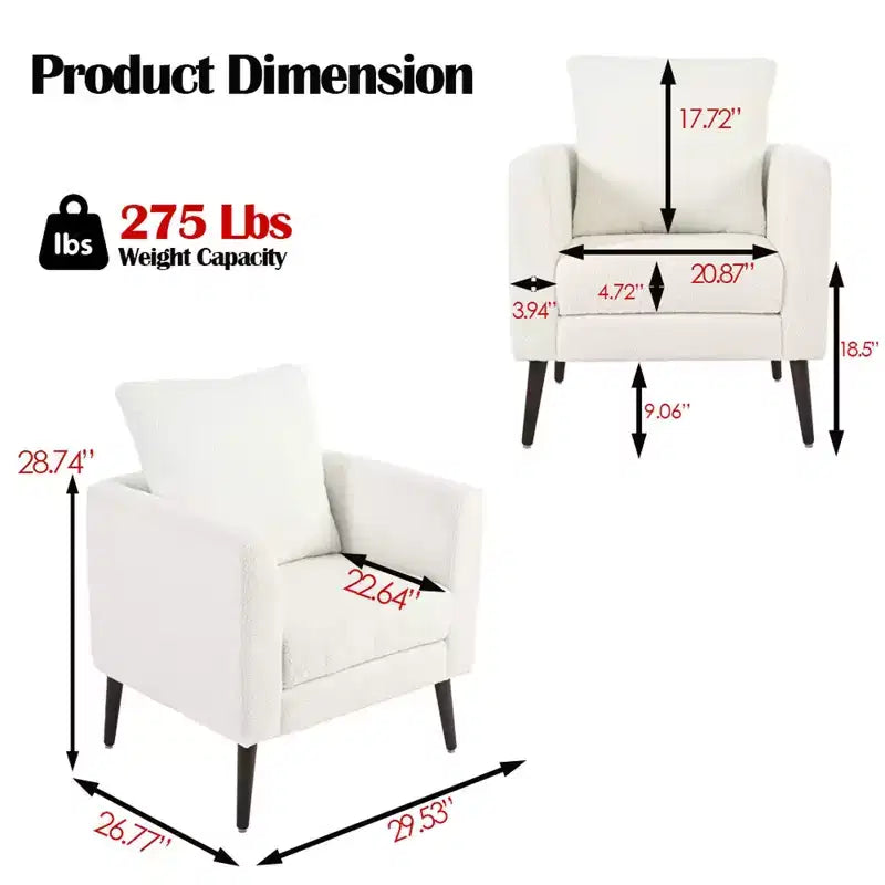Fauteuil d'appoint rembourré moderne pour chambre, chaise longue confortable pour salon, appartement