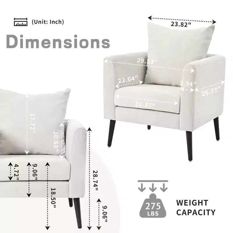 Fauteuil d'appoint rembourré moderne pour chambre, chaise longue confortable pour salon, appartement