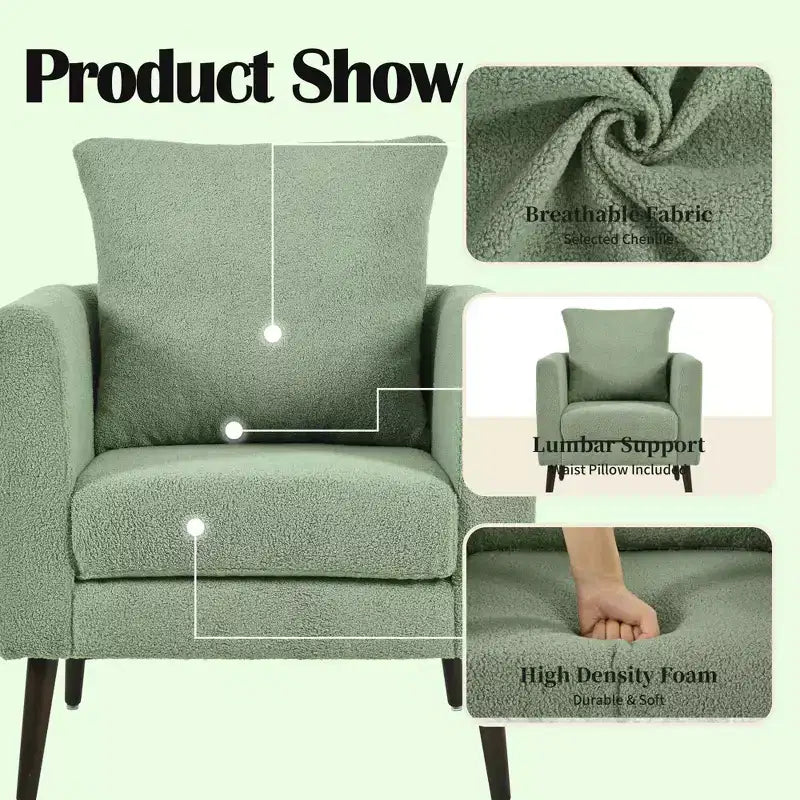 Fauteuil d'appoint rembourré moderne pour chambre, chaise longue confortable pour salon, appartement