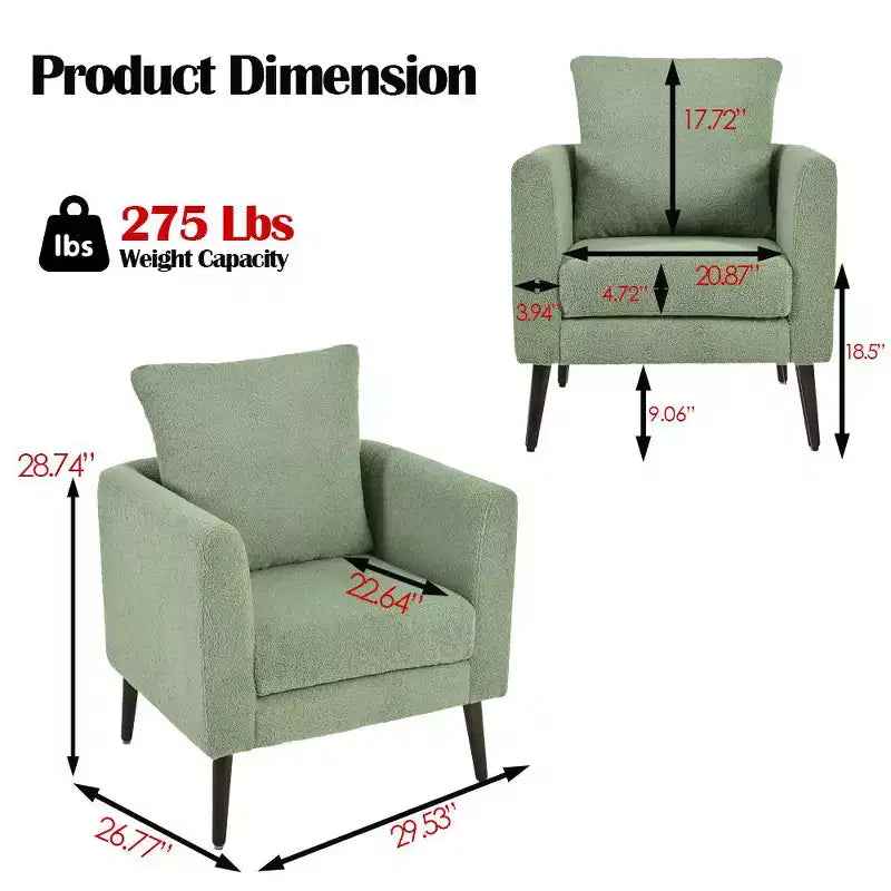 Fauteuil d'appoint rembourré moderne pour chambre, chaise longue confortable pour salon, appartement