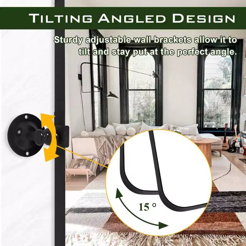 Miroir en pied cintré 71x31, Miroir pleine longueur encadré en alliage d'aluminium noir mince pour salle de bain, chambre à coucher, salon/dressing avec support