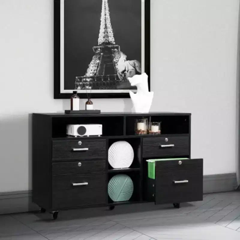 Karl Home 4-Drawer Black MDF 40.94in. W File Cabinet