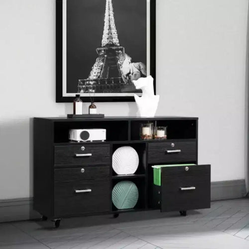 Karl Home 4-Drawer Black MDF 40.94in. W File Cabinet