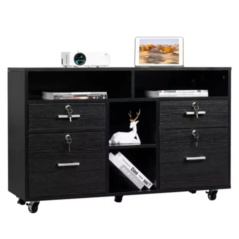 Classeur 4 tiroirs en MDF noir L 104 cm