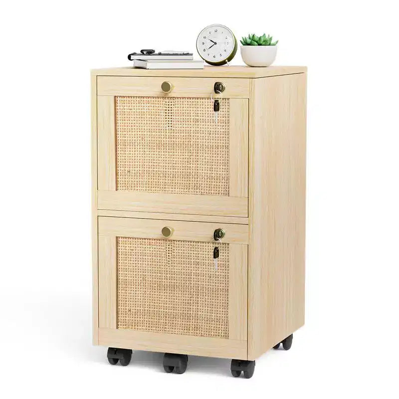 Karl Home 2-Drawer Beige MDF 14.96in. W Vertical File Cabinet