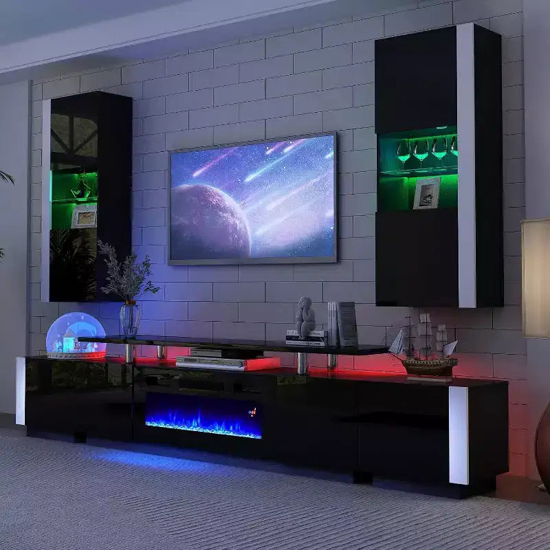 Armoires murales avec éclairage LED, meubles suspendus modernes pour salon/chambre, lot de 2