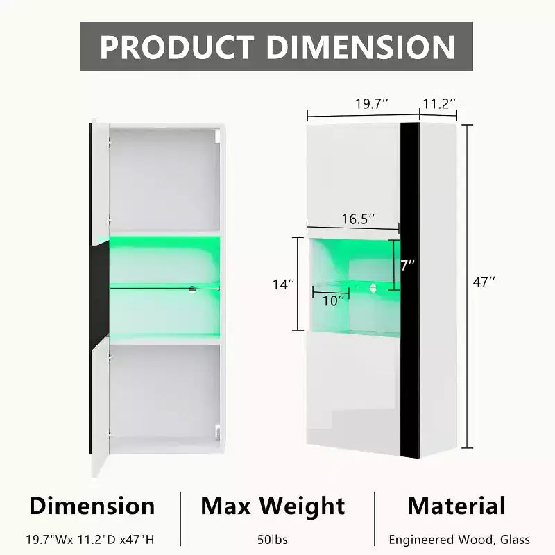 Armoires murales avec éclairage LED, meubles suspendus modernes pour salon/chambre, lot de 2