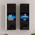 AMERLIFE Wall Storage Cabinets with LED Lights, Modern Hanging Cabinets for Living Room/Bedroom, Set of 2