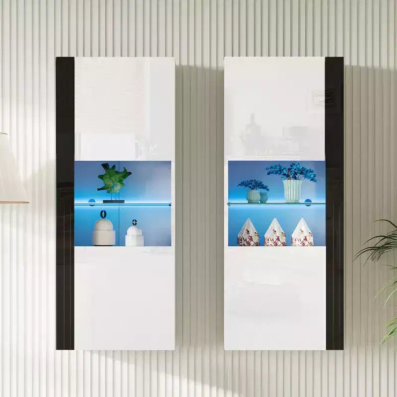 Armoires murales avec éclairage LED, meubles suspendus modernes pour salon/chambre, lot de 2