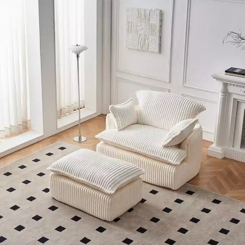 Fauteuil de canapé convertible compressé avec ottoman, Fauteuil moderne en velours côtelé pour petits espaces, salon, dortoir ou appartement