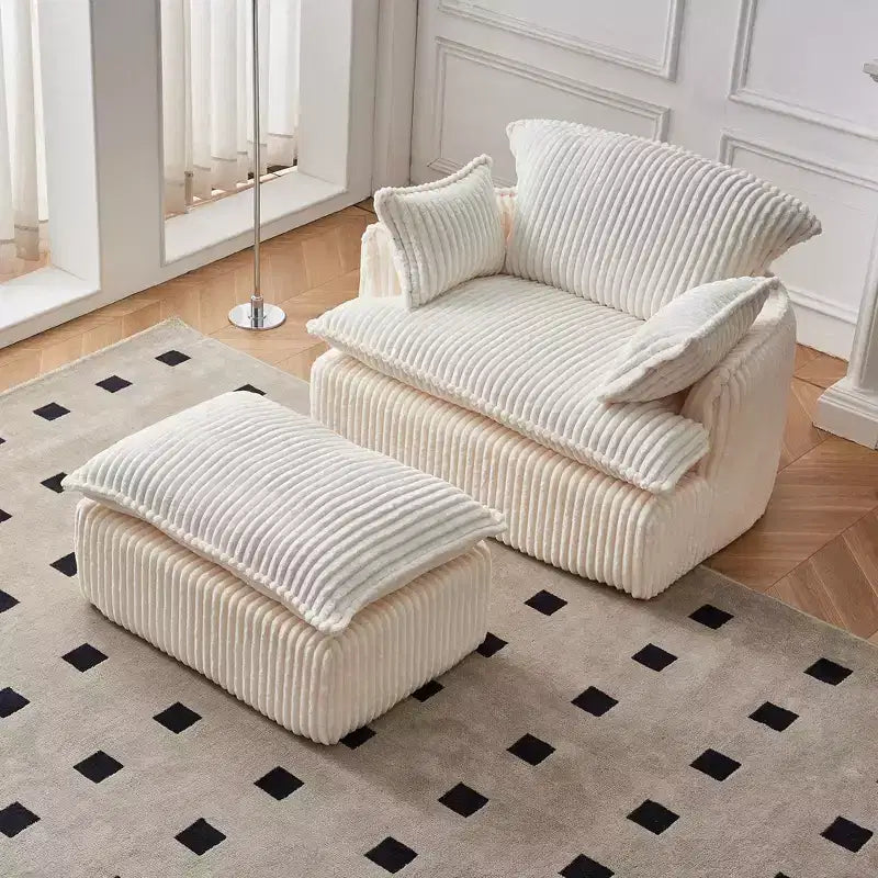 Fauteuil de canapé convertible compressé avec ottoman, Fauteuil moderne en velours côtelé pour petits espaces, salon, dortoir ou appartement