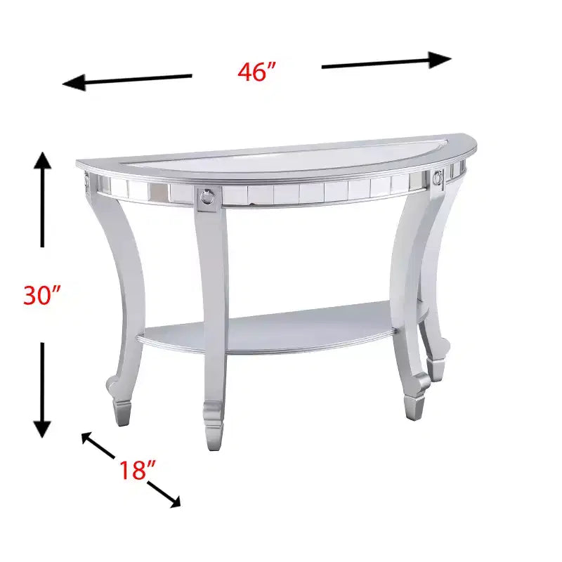 Console demi-lune miroir - Argent