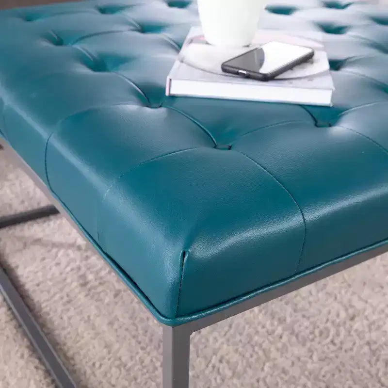 Pouf de cocktail tapissé - Bleu