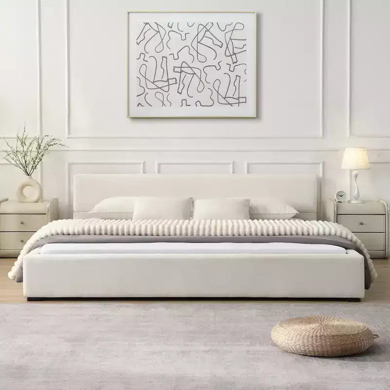 Christopher Knight Home Gianni Modern Upholstered Platform Bed with Wide-Edge Headboard