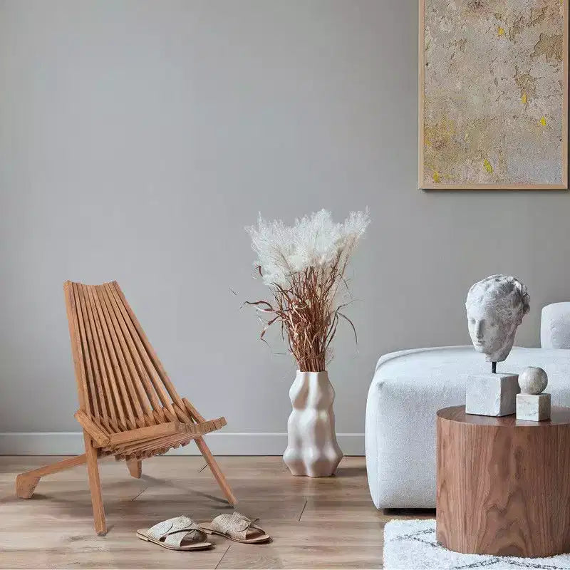 Chaise pliante en bois de patio marron (lot de 1)