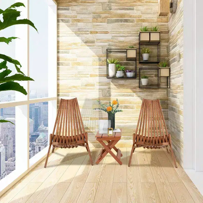 Chaise pliante en bois de patio marron (lot de 1)