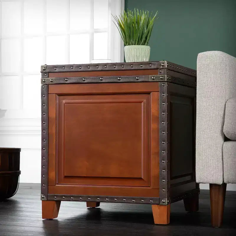 Table d'appoint coffre de rangement – Marron