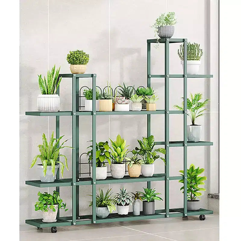 Support pour plantes, étagère à plantes, support haut sur roulettes, support de jardinière multi-niveaux pour salon, balcon, jardin