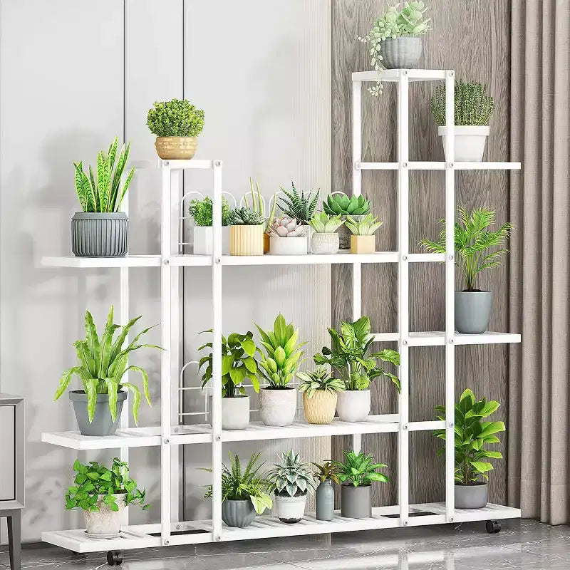 Support pour plantes, étagère à plantes, support haut sur roulettes, support de jardinière multi-niveaux pour salon, balcon, jardin