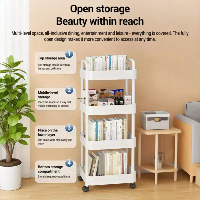 Chariot de rangement roulant mince à 5 niveaux avec poignée, étagère utilitaire étroite peu encombrante, unité de rayonnage mobile pour cuisine, salle de bain, buanderie
