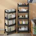 Slim 5-Tier Rolling Storage Trolley Cart with Handle, Narrow Space-Saving Utility Organizer Rack, Mobile Shelving Unit for Kitchen, Bathroom, Laundry