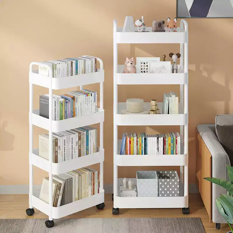 Chariot de rangement roulant mince à 5 niveaux avec poignée, étagère utilitaire étroite peu encombrante, unité de rayonnage mobile pour cuisine, salle de bain, buanderie