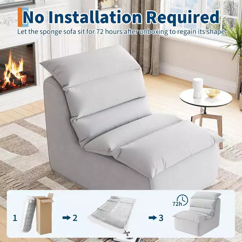 Canapé pouf - Design ergonomique, mousse à mémoire de forme, avec support dorsal, base antidérapante, confortable et relaxant, adapté au salon, à la chambre ou au bureau.