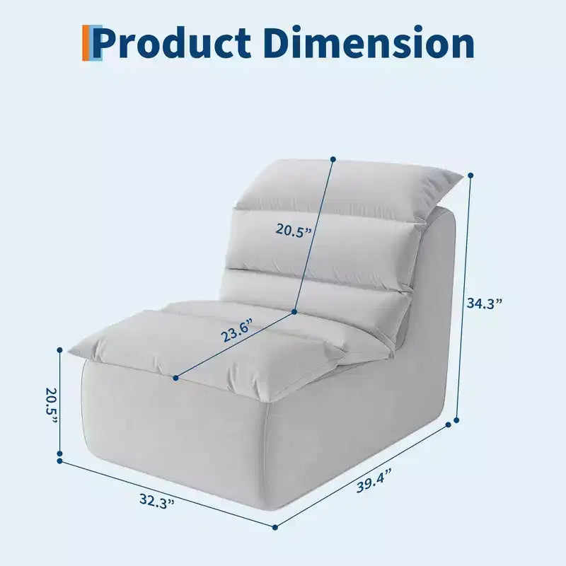 Canapé pouf - Design ergonomique, mousse à mémoire de forme, avec support dorsal, base antidérapante, confortable et relaxant, adapté au salon, à la chambre ou au bureau.