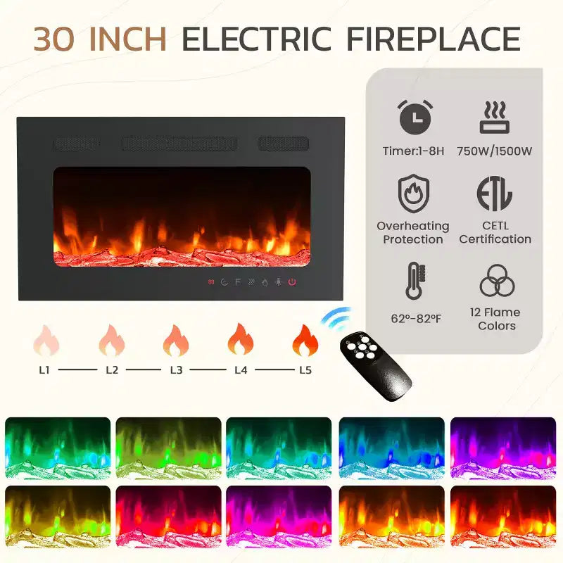 Meuble TV de 78 po avec foyer pour téléviseurs jusqu'à 90 po, meuble TV de style ferme avec grand espace de rangement, lumières DEL et étagères réglables