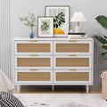 JVNOXK 43.316-Drawers Rattan Storage Cabinet Rattan Drawer,for Bedroom,Living Room,White