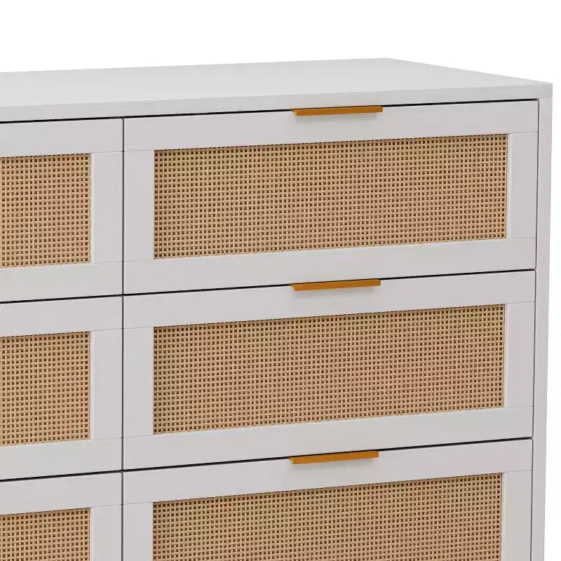 43.316-Commode de rangement en rotin avec tiroirs, pour chambre à coucher, salon, blanc