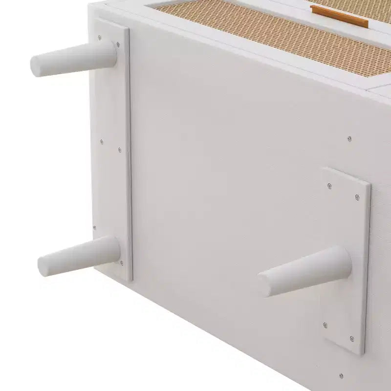 43.316-Commode de rangement en rotin avec tiroirs, pour chambre à coucher, salon, blanc